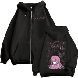 Japanese manga "BOCCHI THE ROCK" zipper hoodie, anime illustration, men's and women's zipper hoodies, wide pullover