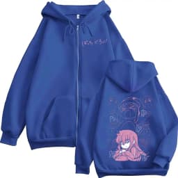 Japanese manga "BOCCHI THE ROCK" zipper hoodie, anime illustration, men's and women's zipper hoodies, wide pullover