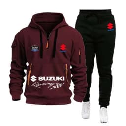 Suzuki Motorcycle Racing Team 2026 New Men's Half Zipper Hoodie and Pants Set Spring Men's Sportswear Women's Set