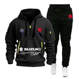 Suzuki Motorcycle Racing Team 2026 New Men's Half Zipper Hoodie and Pants Set Spring Men's Sportswear Women's Set