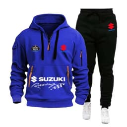 Suzuki Motorcycle Racing Team 2026 New Men's Half Zipper Hoodie and Pants Set Spring Men's Sportswear Women's Set