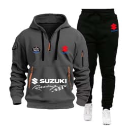 Suzuki Motorcycle Racing Team 2026 New Men's Half Zipper Hoodie and Pants Set Spring Men's Sportswear Women's Set