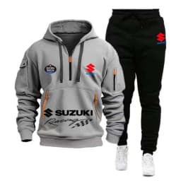 Suzuki Motorcycle Racing Team 2026 New Men's Half Zipper Hoodie and Pants Set Spring Men's Sportswear Women's Set