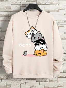 Cute Stacked Cats Sleep Man Hoody Hip Hop Fitness Pullover Vintage Oversize Casual Sportswears Autumn Thicken Clothing Women