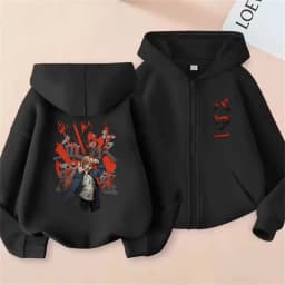 Anime Chainsaw Person Washing Retro Zipper Hoodie cartoon Electric Second Pochita Funny Picture Men's and Women's Comic Jacket