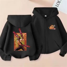 Anime Chainsaw Person Washing Retro Zipper Hoodie cartoon Electric Second Pochita Funny Picture Men's and Women's Comic Jacket