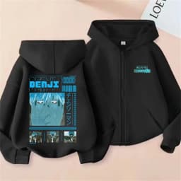 Anime Chainsaw Person Washing Retro Zipper Hoodie cartoon Electric Second Pochita Funny Picture Men's and Women's Comic Jacket