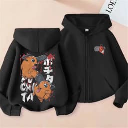 Anime Chainsaw Person Washing Retro Zipper Hoodie cartoon Electric Second Pochita Funny Picture Men's and Women's Comic Jacket