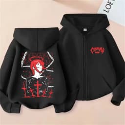 Anime Chainsaw Person Washing Retro Zipper Hoodie cartoon Electric Second Pochita Funny Picture Men's and Women's Comic Jacket