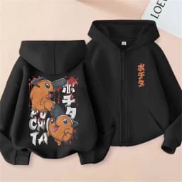 Anime Chainsaw Person Washing Retro Zipper Hoodie cartoon Electric Second Pochita Funny Picture Men's and Women's Comic Jacket
