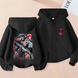 Anime Chainsaw Person Washing Retro Zipper Hoodie cartoon Electric Second Pochita Funny Picture Men's and Women's Comic Jacket