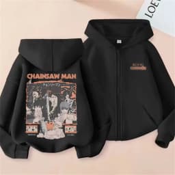 Anime Chainsaw Person Washing Retro Zipper Hoodie cartoon Electric Second Pochita Funny Picture Men's and Women's Comic Jacket