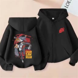 Anime Chainsaw Person Washing Retro Zipper Hoodie cartoon Electric Second Pochita Funny Picture Men's and Women's Comic Jacket