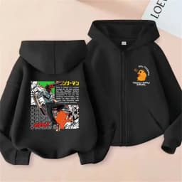Anime Chainsaw Person Washing Retro Zipper Hoodie cartoon Electric Second Pochita Funny Picture Men's and Women's Comic Jacket