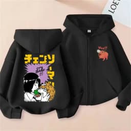 Anime Chainsaw Person Washing Retro Zipper Hoodie cartoon Electric Second Pochita Funny Picture Men's and Women's Comic Jacket
