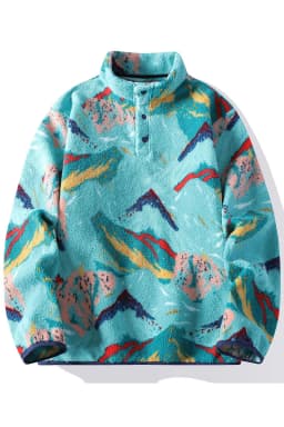 Autumn Winter Men's Fleece Thicken Warm Stand Collar Sweater Printed Knit Sweater Base Pullovers Printing Hoodie