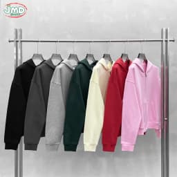 JMD Fashion Men 410gsm 100% Cotton Zipper Hoodies Unisex Casual Heavy Weight Boxyfit Solid Hooded Jacket Outfits QH0170