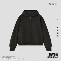 JMD Fashion Men 410gsm 100% Cotton Zipper Hoodies Unisex Casual Heavy Weight Boxyfit Solid Hooded Jacket Outfits QH0170