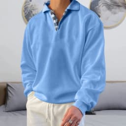Hoodies men's sweatshirt 2026 best-selling autumn solid color long-sleeved V-neck lapel loose sweatshirt man's clothing