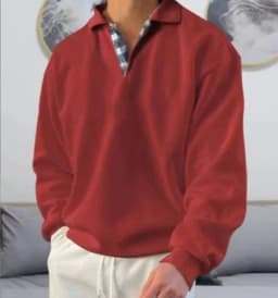 Hoodies men's sweatshirt 2026 best-selling autumn solid color long-sleeved V-neck lapel loose sweatshirt man's clothing