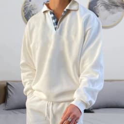 Hoodies men's sweatshirt 2026 best-selling autumn solid color long-sleeved V-neck lapel loose sweatshirt man's clothing