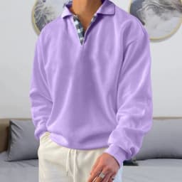 Hoodies men's sweatshirt 2026 best-selling autumn solid color long-sleeved V-neck lapel loose sweatshirt man's clothing