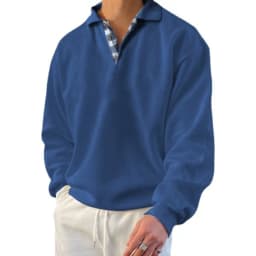 Hoodies men's sweatshirt 2026 best-selling autumn solid color long-sleeved V-neck lapel loose sweatshirt man's clothing