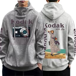Spring and Autumn Men's Kodak Film Camera Pattern High Collar Hoodie Couple Casual Street Wear Kodak Girls' Hoodie Loose Hoodie