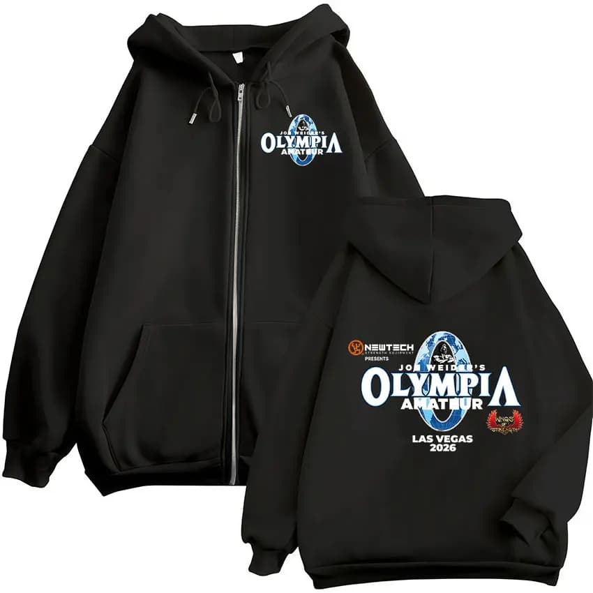 2026 Olympia Gym Fitness Pump Cover Zip Up Hoodie Men's Women Fashion Vintage Oversized Long Sleeve Jacket Sweatshirt Streetwear