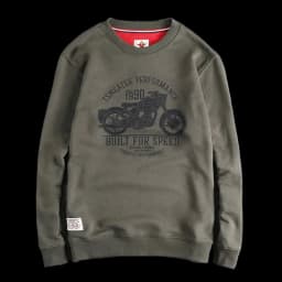 Autumn New American Retro Long Sleeve O-neck Motorcycle Printed Sweatshirts Men's Fashion Washed Terry Pullover Casual Sportwear