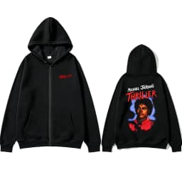 Michael Jackson Thriller Merch Zipper Hoodie Men Women Vintage Gothic Rock Zip Up Jacket Coat Men's Fashion Oversized Streetwear