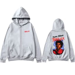 Michael Jackson Thriller Merch Zipper Hoodie Men Women Vintage Gothic Rock Zip Up Jacket Coat Men's Fashion Oversized Streetwear