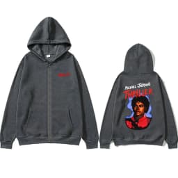 Michael Jackson Thriller Merch Zipper Hoodie Men Women Vintage Gothic Rock Zip Up Jacket Coat Men's Fashion Oversized Streetwear
