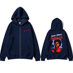 Michael Jackson Thriller Merch Zipper Hoodie Men Women Vintage Gothic Rock Zip Up Jacket Coat Men's Fashion Oversized Streetwear