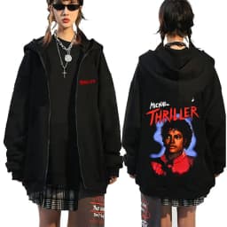 Michael Jackson Thriller Merch Zipper Hoodie Men Women Vintage Gothic Rock Zip Up Jacket Coat Men's Fashion Oversized Streetwear
