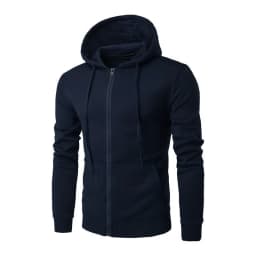 Casual Hooded Sporty Hoodies with Pocket Autumn Spring Notched Collar Patch Pocket Zipper Decoration Men Hoodies and Sweatshirts