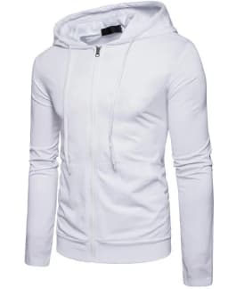 Casual Hooded Sporty Hoodies with Pocket Autumn Spring Notched Collar Patch Pocket Zipper Decoration Men Hoodies and Sweatshirts