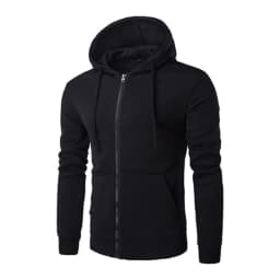 Casual Hooded Sporty Hoodies with Pocket Autumn Spring Notched Collar Patch Pocket Zipper Decoration Men Hoodies and Sweatshirts