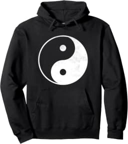 Yin Yang Spiritual Design Meditation Yoga Yinyang Distressed Pullover Hoodie Xwomen Mens Sweatshirt Customizable Hoodie