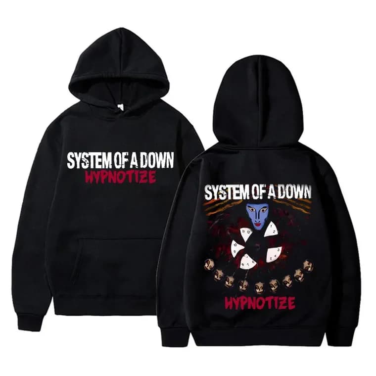 Vintage Rock Band System of A Down Hypnotize Print Hoodie Men Alternative Metal Music Sweatshirt Mens Gothic Harajuku Streetwear