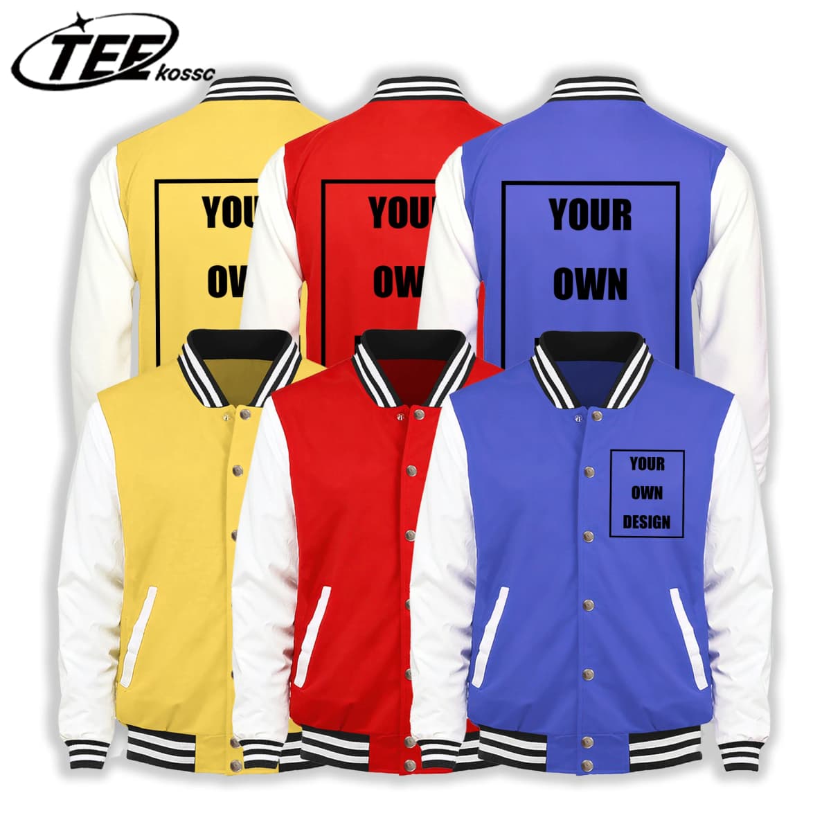 Customized pattern logo DIY Men Colour Jackets Harajuku Baseball Jersey Fleece Loose Clothing Unisex Autumn Warm Vintage Coat