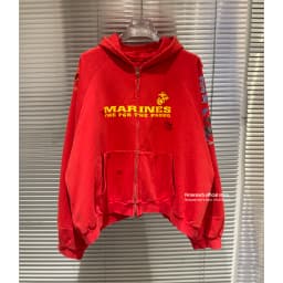Firmranch 25ss Korean Fashion High Street Red Color Hoodies Jackets For Men Women Distressed Washed Zipper Hooded Sweatshirt
