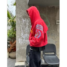 Firmranch 25ss Korean Fashion High Street Red Color Hoodies Jackets For Men Women Distressed Washed Zipper Hooded Sweatshirt