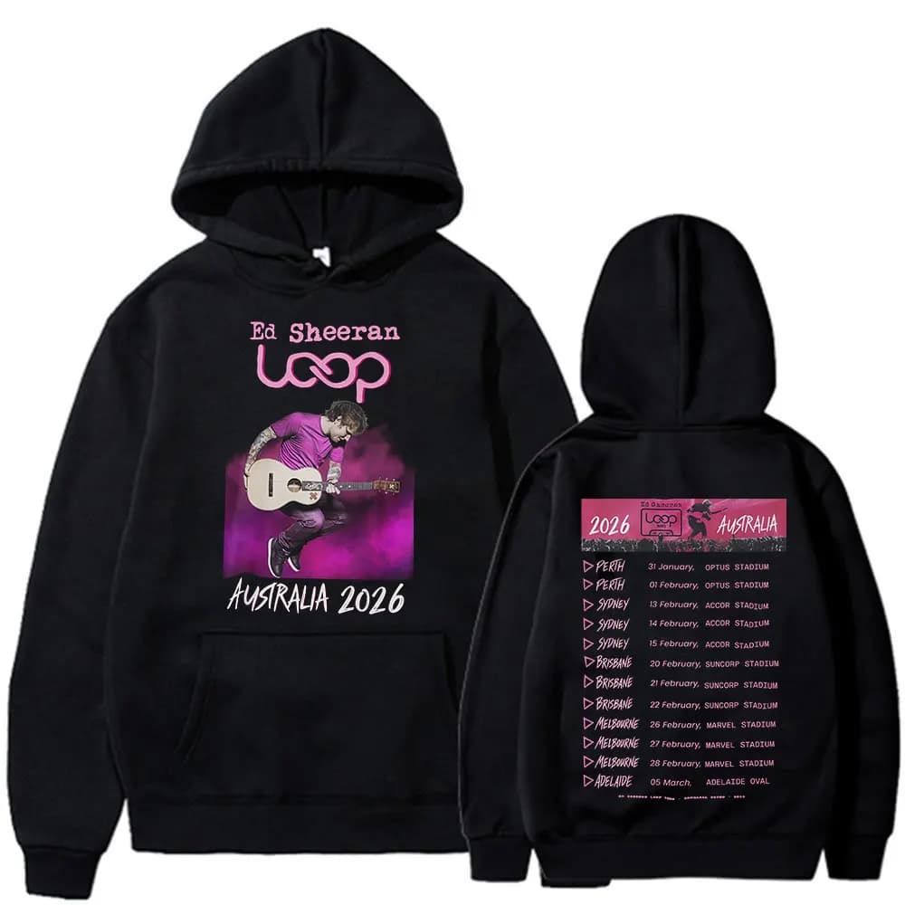 Ed Sheeran Loop Tour Australia 2026 Tour Merch Hoodie Fans Gifts Men Women Clothing Fashion Harajuku Oversized Hooded Sweatshirt