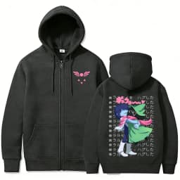 Game Deltarune Ralsei Kris Zipper Hoodie Men Casual Humor Harajuku Zip Up Jacket Unisex Long Sleeve Oversized Zip Up Sweatshirt