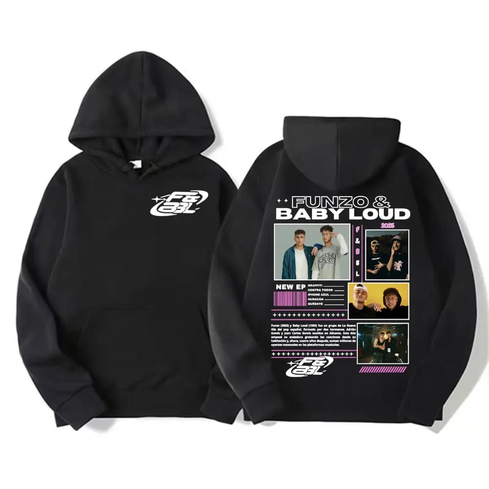 Rapper Funzo & Baby Loud 2025 Tour Hoodies Unisex Fashion Casual Long Sleeve Pullovers Hoodie Men Punk Hip Hop Street Sweatshirt