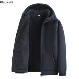 New Autumn Winter Men's Polar Fleece Jackets Casual Hooded Pocket Zipper Coats Cold-Proof Thickened Warm Hoodies Jackets for Men