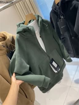 New Autumn Winter Men's Polar Fleece Jackets Casual Hooded Pocket Zipper Coats Cold-Proof Thickened Warm Hoodies Jackets for Men