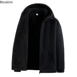 New Autumn Winter Men's Polar Fleece Jackets Casual Hooded Pocket Zipper Coats Cold-Proof Thickened Warm Hoodies Jackets for Men