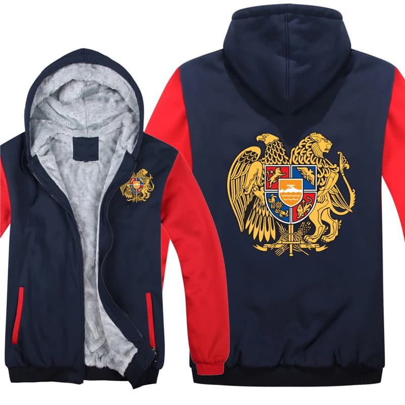 Armenia Hoodies Men Cool Thicken Winter Armenia Coat of Arms Sweatshirt Pullover Mans Coat